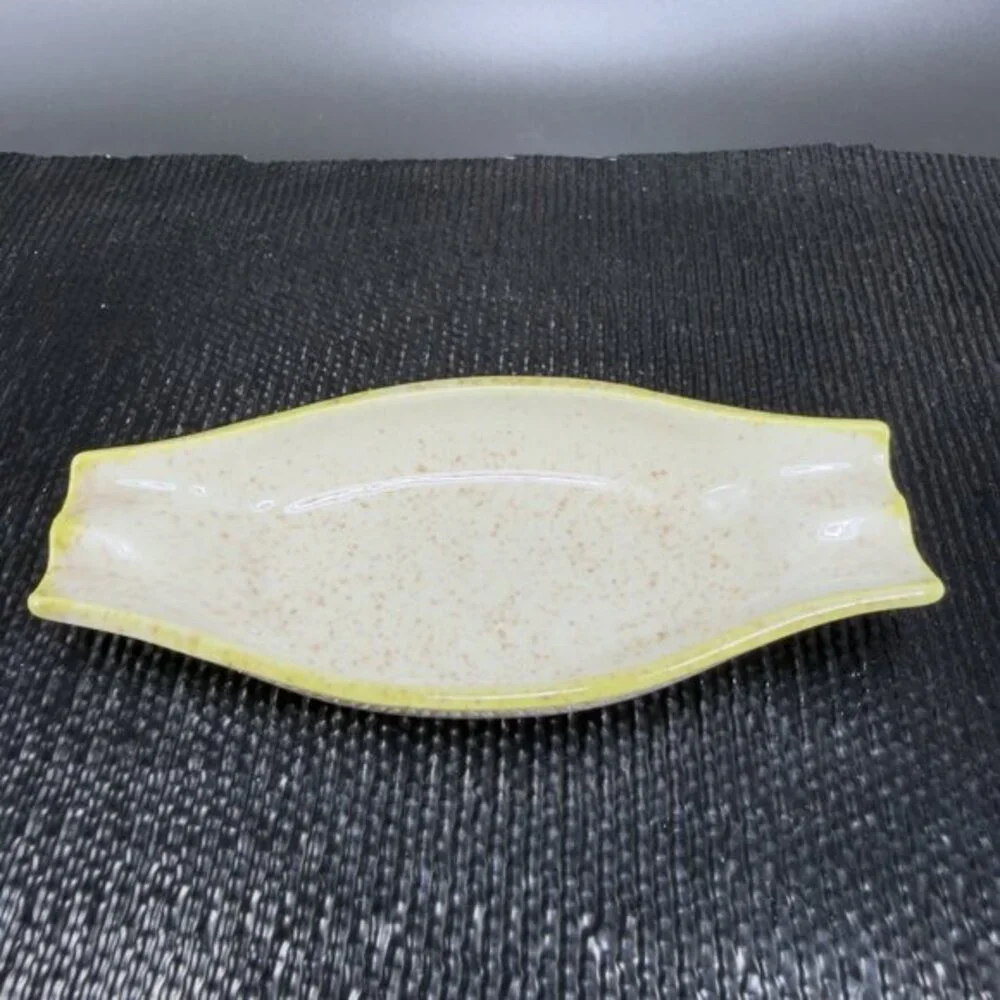 Red Wing Pottery Yellow Speckled Glaze Ashtray Long Dish Tray USA Marked 4.5inch